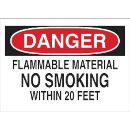 Brady Danger No Smoking Sign, 7" H, 10" W, Rectangle, English, 42645 42645
