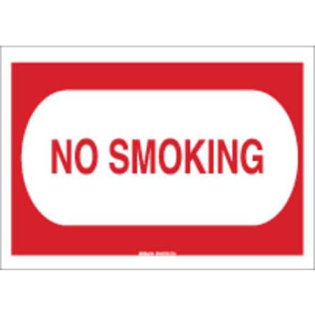 Brady No Smoking Sign, 7" H, 10" W, Plastic, Rectangle, English, 25114 25114