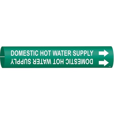 Brady Pipe Marker, Domestic Hot Water Supply, Gn, 4318-B 4318-B