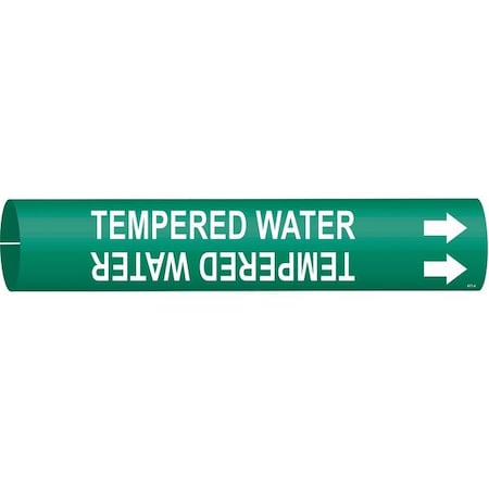 Brady Pipe Marker, Tempered Water, Grn, 4 to 6 In 4371-D