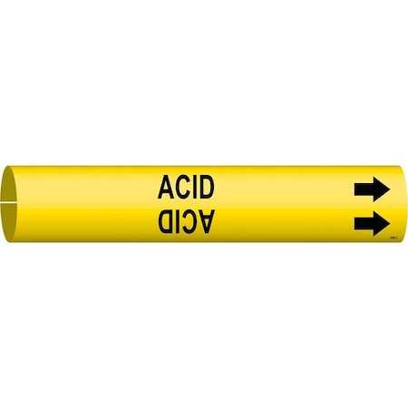 Brady Pipe Marker, Acid, Yellow, 2-1/2 to3-7/8 In 4000-C
