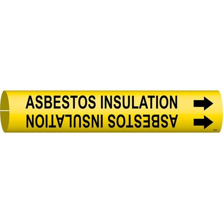 Brady Pipe Markr, Asbestos Insulation, Y, 4to6 In 4009-D