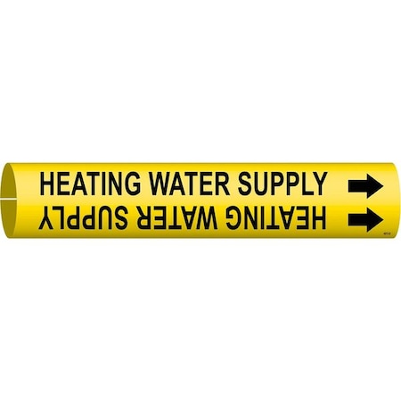 Brady Pipe Marker, Heating Water Supply, 4to6 In 4073-D
