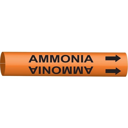 Brady Pipe Marker, Ammonia, Orange, 8 to 9-7/8 In 4290-G