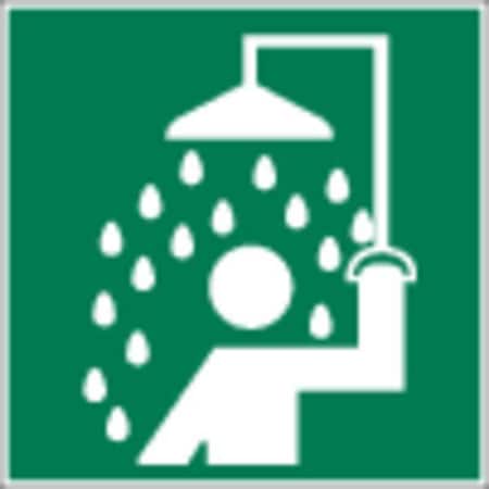 Brady Safety Shower Sign, 7 in x 10 in, Rectangle, Aluminum, 42766 42766