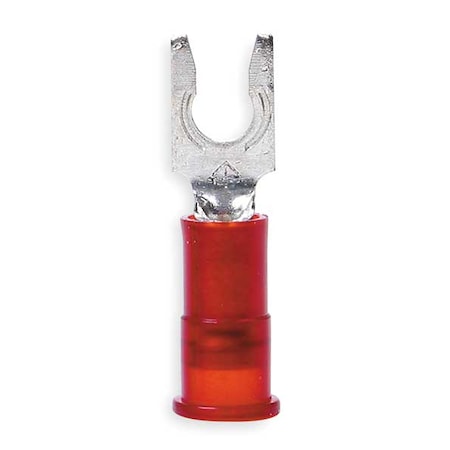 3M Fork Terminal, #10 Stud Size, 18 AWG, 600 V, Nylon Insulated, Red, Crimp Termination Only, 100 PK MNG18-10FBX