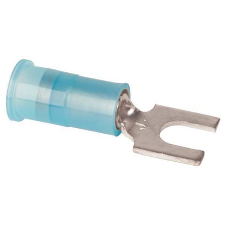 3M Fork Terminal, #6 Stud Size, 14 AWG, 600 V, Nylon Insulated, Blue, Crimp Termination Only, 100 PK MNG14-6FBX
