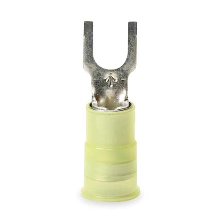 3M Fork Terminal, #10 Stud Size, 10 AWG, 600 V, Nylon Insulated, Yellow, Crimp Termination Only, 50 PK MNG10-10FBX