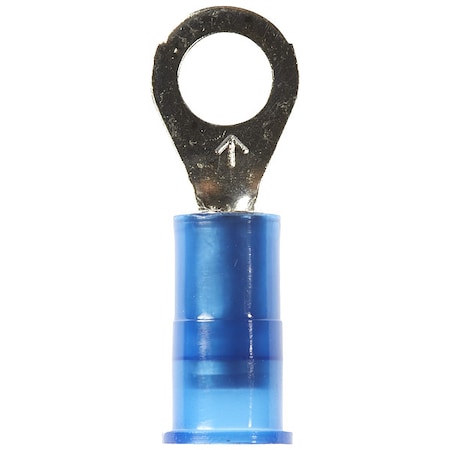 3M Ring Terminal, #10 Stud Size, 14 AWG, 1,000 V, Nylon Insulated, Blue, Crimp Termination Only MNG14-10RX