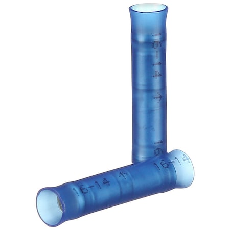 3M Butt Splice Wire Connector, 14 AWG Max, Blue, Nylon Insulation, 600 V, 100 PK MNG14BCX