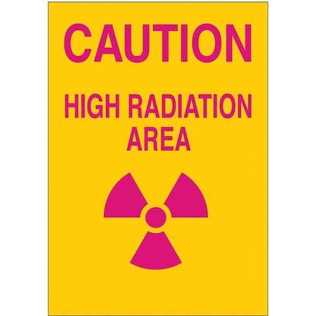 Brady Caution Radiation Sign, 10 in H, 7 in W, Polyester, Rectangle, 88733 88733