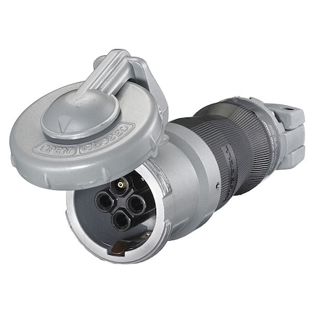 Hubbell Wiring Device-Kellems Watertight Pin & Sleeve Connector, 30 A, 600V AC/250V DC, Three Phase, 3 Pole, Style 2 Grounding HBL430CS2W