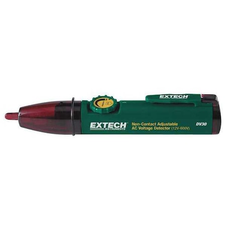 Extech Voltage Detector, 12 to 600V AC, 6 in Length, Audible, Visual Indication, CAT III 600V Safety Rating DV30