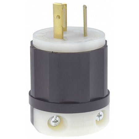 Leviton Locking Plug, L7-20P, 20 A, 277V AC, Single Phase, 2 Pole, Screw Terminals, Black, White 2331