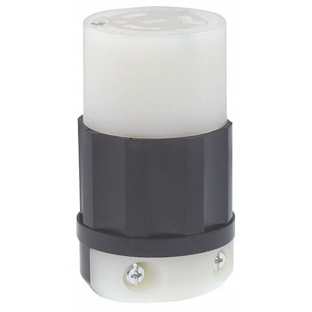 Leviton Locking Connector, L7-20R, 20 A, 277V AC, Single Phase, 2 Pole, Screw Terminals, Black, White 2333