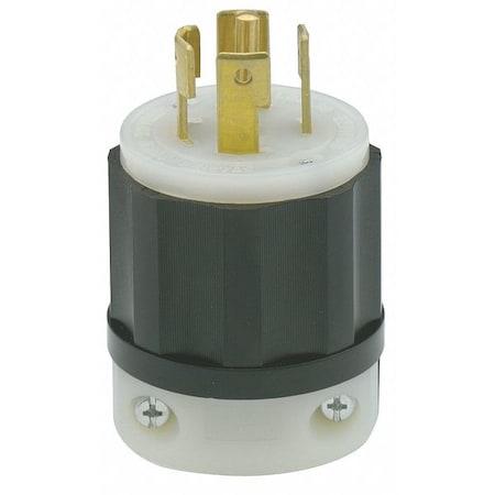 Leviton Locking Plug, L21-30P, 30 A, 120/208V AC, Three Phase, 4 Pole, Screw Terminals, Black, White 2811