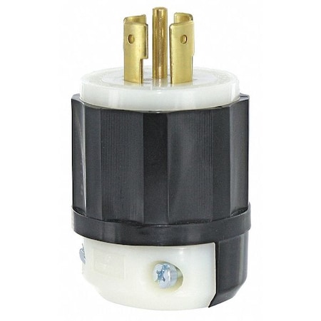Leviton Locking Plug, L23-20P, 20 A, 347/600V AC, Three Phase, 4 Pole, Screw Terminals, Black, White 2531