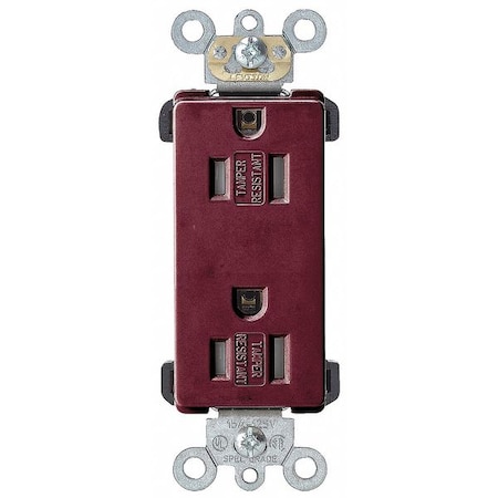 Leviton Straight Blade Receptacle, 5-15R, 15 A, 125V AC, 2 Pole, 3 Wire, Flush Mount, Grounded TDR15