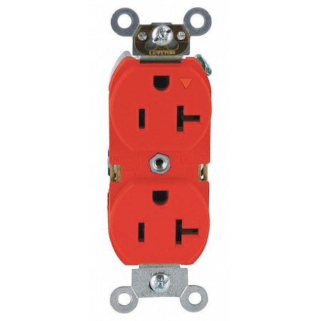 Leviton Straight Blade Receptacle, 5-20R, 20 A, 125V AC, 2 Pole, 3 Wire, Flush Mount, Single, Red 5362-IGR