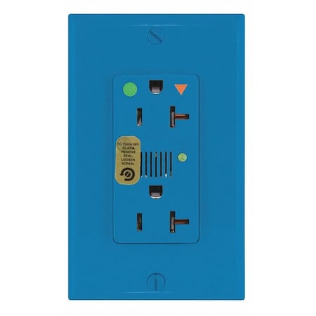 Leviton Receptacle, Deco, 20A, 5-20R, 125V, Blue 8380-IGB