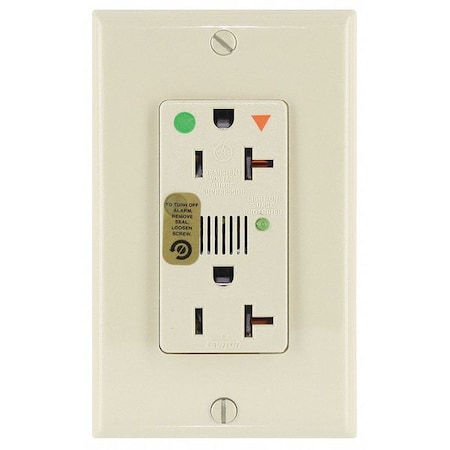 Leviton Straight Blade Receptacle, 5-20R, 20 A, 125V AC, 2 Pole, 3 Wire, Flush Mount, Isolated Ground 8380-IGI