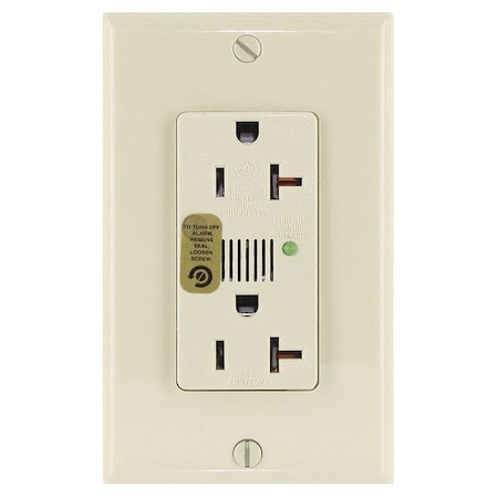 Leviton Straight Blade Receptacle, 5-20R, 20 A, 125V AC, 2 Pole, 3 Wire, Flush Mount, Single, Ivory 7380-I