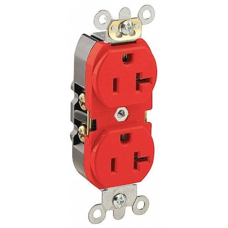 Leviton Straight Blade Receptacle, 5-20R, 20 A, 125V AC, 2 Pole, 3 Wire, Flush Mount, Single, Red 5362-R