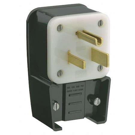 Leviton Straight Blade Plug, 6-50P, 50 A, 250V AC, 2 Pole, Screw Terminals, Grounded 9650-P