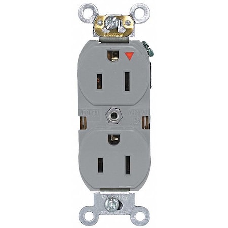 Leviton Straight Blade Receptacle, 5-15R, 15 A, 125V AC, 2 Pole, 3 Wire, Flush Mount, Isolated Ground 5262-IGG