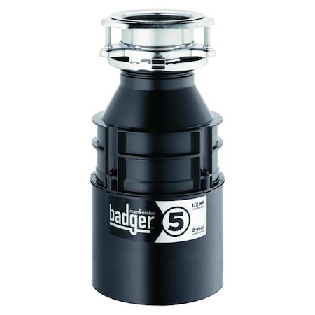 IN-SINK-ERATOR Garbage Disposal, Residential, 1/2 hp, 26 oz Grinding Capacity, 1,725 RPM, 120 V, 6.3 A BADGER 5