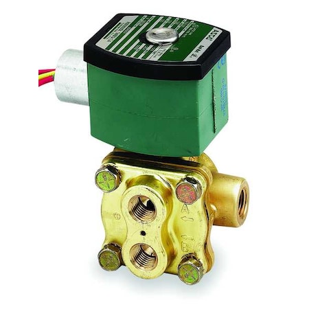Asco Solenoid Valve, 4-Way, 2-Position, 3/8 in Pipe Size, 120V AC, Manual Operator, Direct Acting, Brass 8342G003MS120/60DA