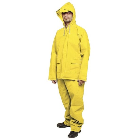 Condor 2-Piece Rainsuit with Hood, Ethylene Vinyl Acetate (EVA), 0.2 mm Thick, Yellow, 2XL 5JDX8