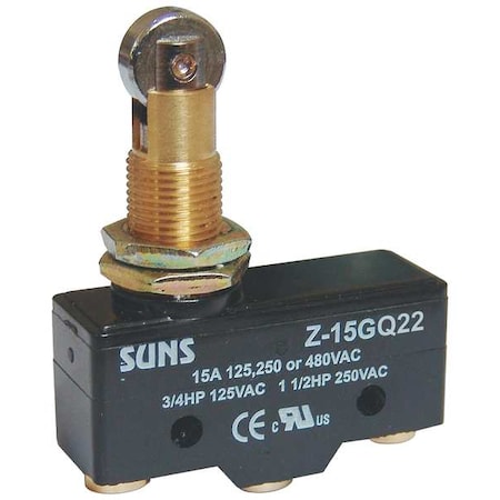 Zoro Select Snap Action Switch, Panel Mount, Plunger, Roller Actuator, SPDT, 15 A at 480 V AC Contact Rating 5JED9