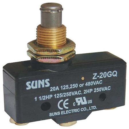 Zoro Select Snap Action Switch, Panel Mount, Plunger Actuator, SPDT, 20 A at 480 V AC Contact Rating 5JEF0