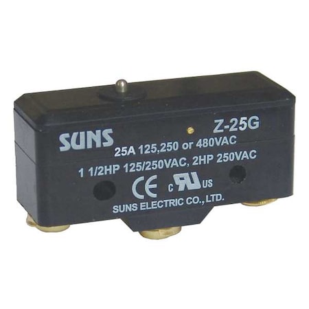Zoro Select Snap Action Switch, Pin, Plunger Actuator, SPDT, 25 A at 480 V AC Contact Rating 5JEG0