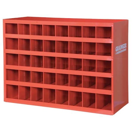 DURHAM MFG Prime Cold Rolled Steel Pigeonhole Bin Unit, 12 in D x 23 7/8 in H x 33 3/4 in W, 5 Shelves, Red 359-17-S1156