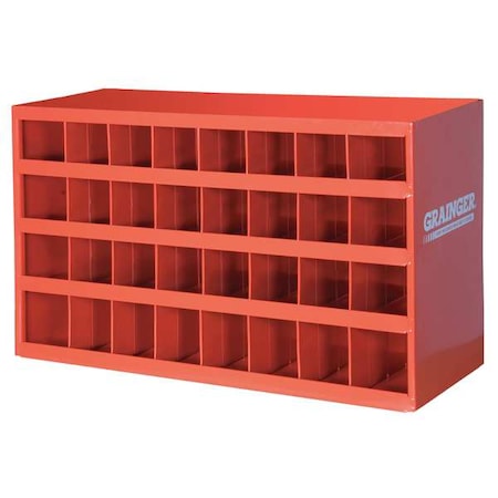Durham Mfg Pigeonhole Bin Unit, 33.75 in W x 12 in D x 19.25 in H, 32 Compartments, Red, Steel 357-17-S1156