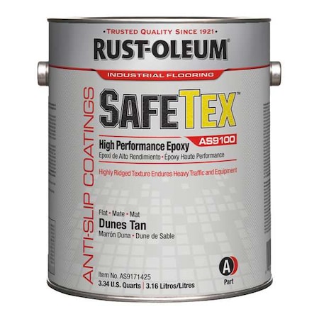 Rust-Oleum 1 gal Anti-Slip Floor Coating, Anti-Slip, Flat, Textured Finish, Dunes Tan, Solvent Base AS9171425