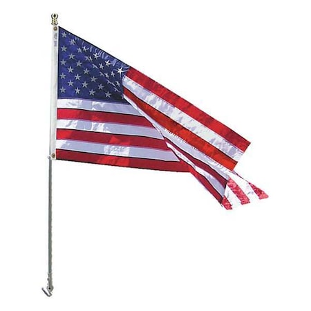 Annin Flagmakers Spinning Flagpole w/3 ft x 5 ft Nyl-Glo US Flag Incl White Adjustable Bracket 238