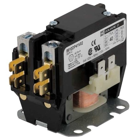 Square D Definite Purpose Magnetic Contactor, 277V AC, 1 P, Non-Reversing, Single Phase 8910DP41V04