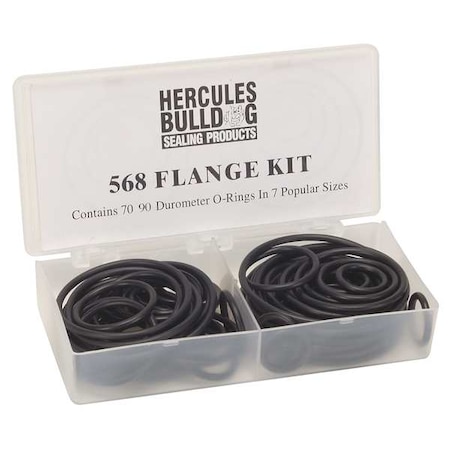 Zoro Select O-Ring Asst, Buna N, 568 Flange, 70Pc 5JJT5
