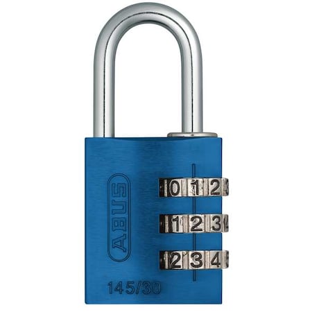 Abus Combination Padlock, Side, Black/Silver 145/30 Blue