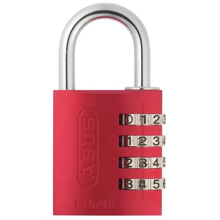 Abus Combination Padlock, Side, Red 145/40 Red