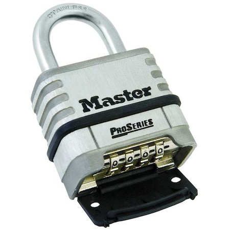 Master Lock Combination Padlock, Bottom, Black/Silver 1174