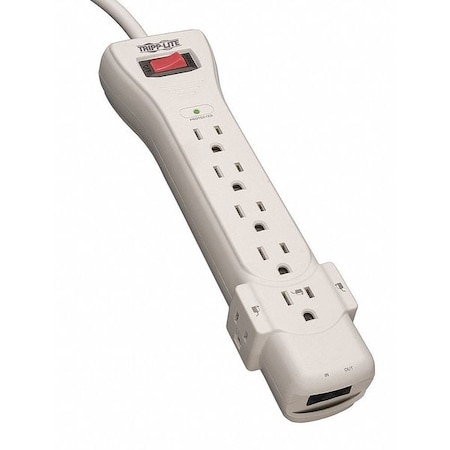 Tripp Lite Power Strip, Surge, 7 5-15R, 5-15P, 6 ft., Light Gray SUPER6TEL