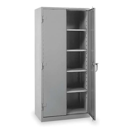 Lyon Shelving Storage Cabinet, 82 in H, 36 in W, 21 in D, Swing, Padlock Hasp, Gray, 4 Shelves, 0 Drawers DD1114