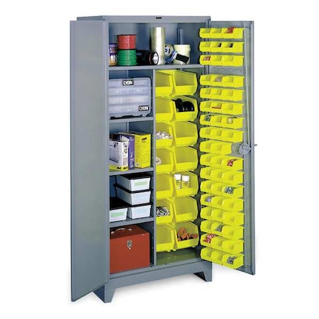 Lyon Extra-Heavy Duty Bin Cabinet, 36 in W, 82 in H, 21" D, 64 Bins DD1122