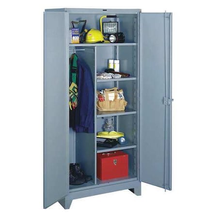 Lyon Combo Wardrobe Storage Cabinet, 82 in H, 36 in W, 24 in D, Swing, Padlock Hasp, Gray, 4 Shelves DD1121
