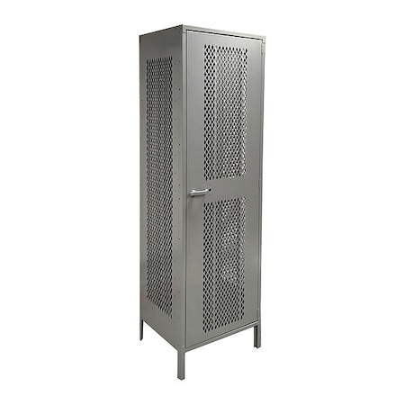 Lyon Shelving Storage Cabinet, 78 in H, 24 in W, 21 in D, Swing, Padlock Hasp, Gray, 4 Shelves, 0 Drawers DD1130DP