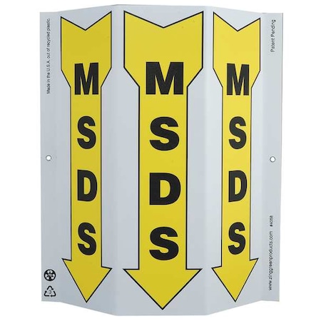 Zing MSDS Sign, 12 in Height, 9 in Width, Plastic, Rectangle, English 4058
